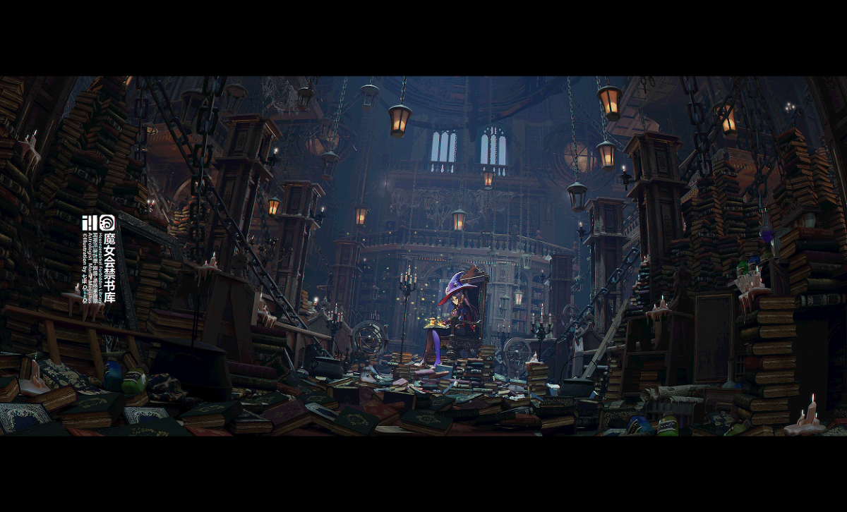 This is a pixiv picture whose title is モナは禁書庫にいる.