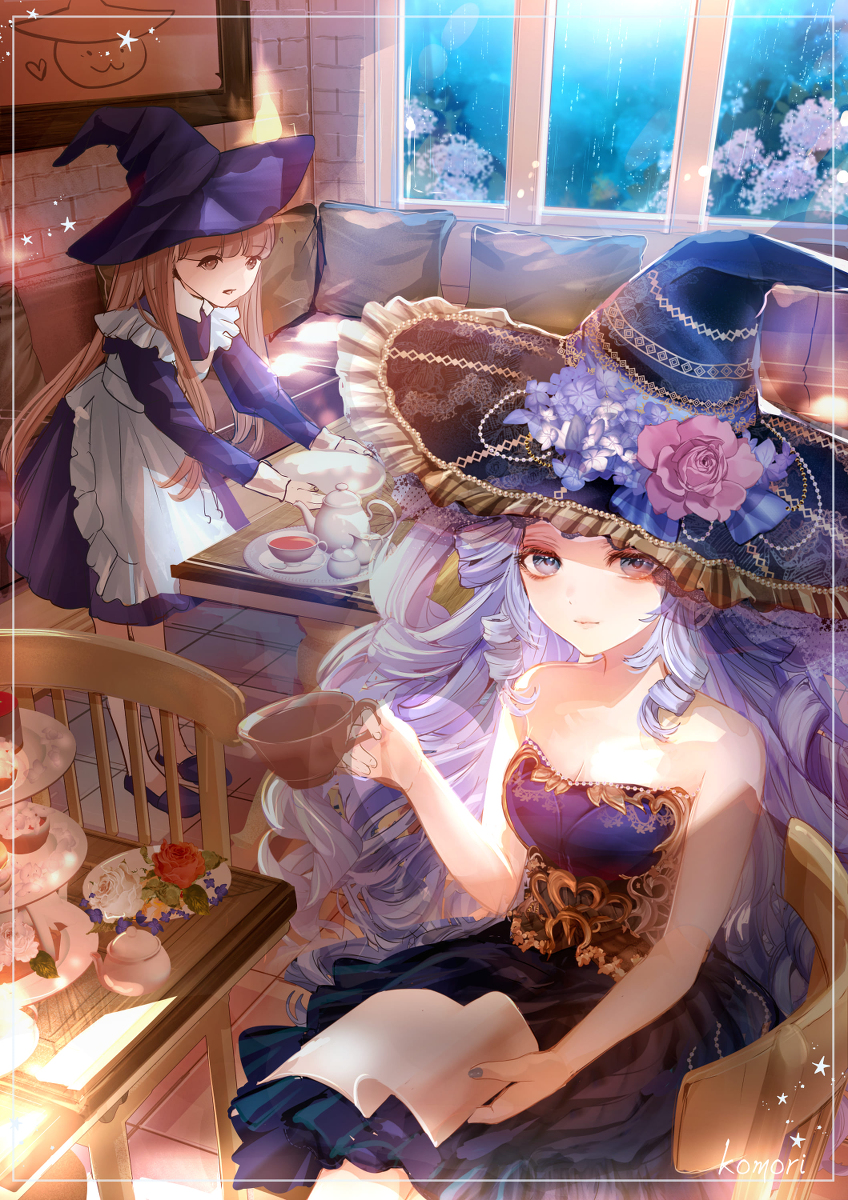 This is a pixiv picture whose title is 雨の日はカフェで読書.