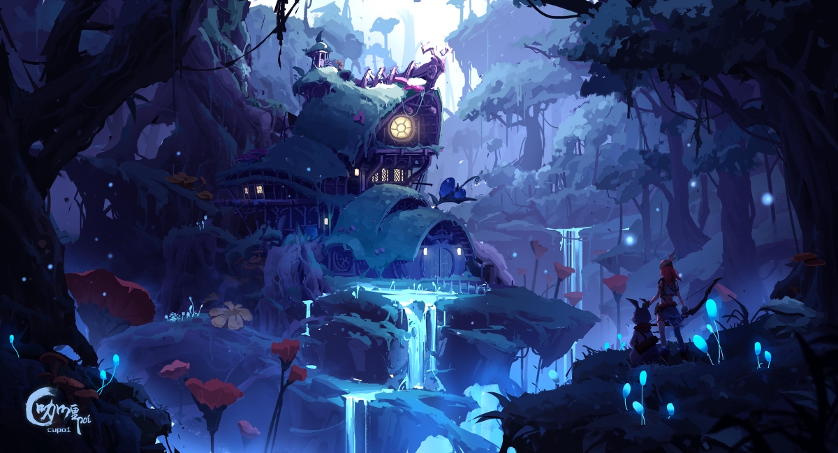 This is a pixiv picture whose title is 林中小屋.