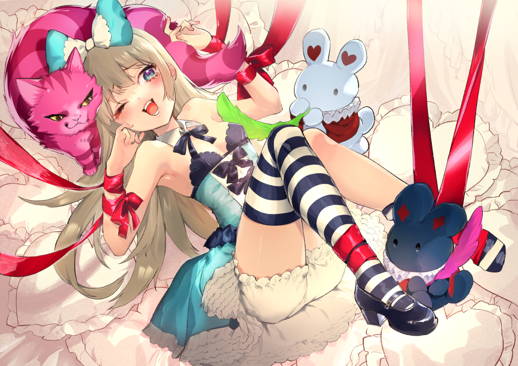 This is a pixiv picture whose title is 【skebご依頼イラスト】Alice in Wonderland.