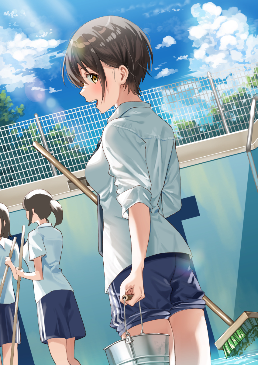 This is a pixiv picture whose title is 隣のクラスの女子とプール掃除のペアになった件.
