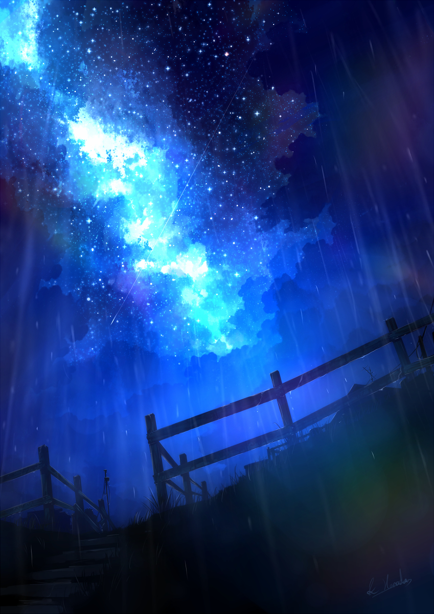 This is a pixiv picture whose title is 星降る夜にて、.