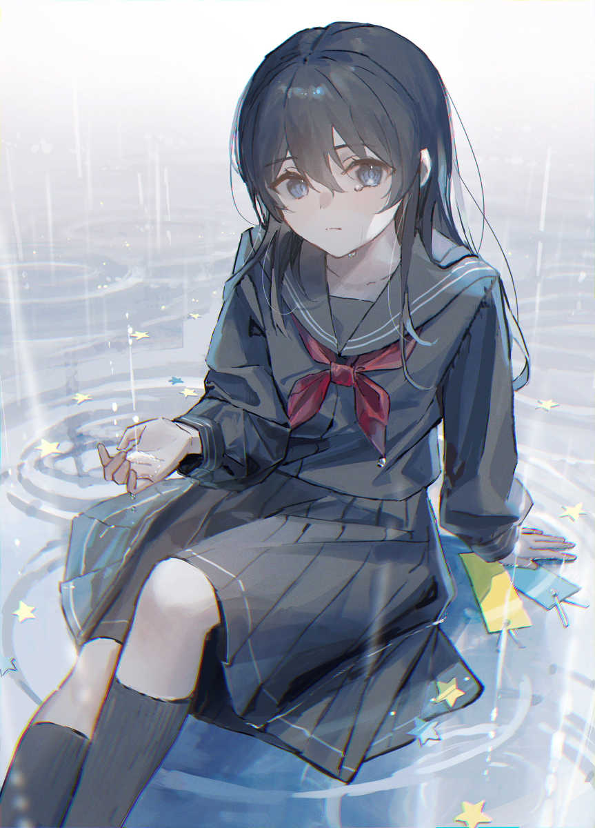 This is a pixiv picture whose title is 恋終わりの雨が７の日に降る確率.