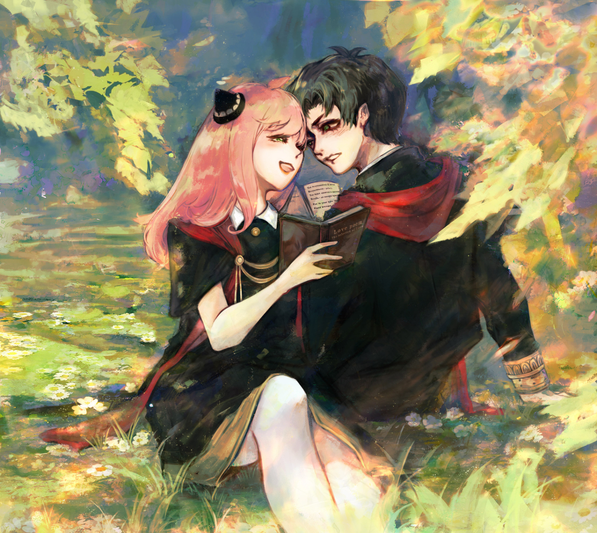 This is a pixiv picture whose title is ダミアニャ-“love poem”.