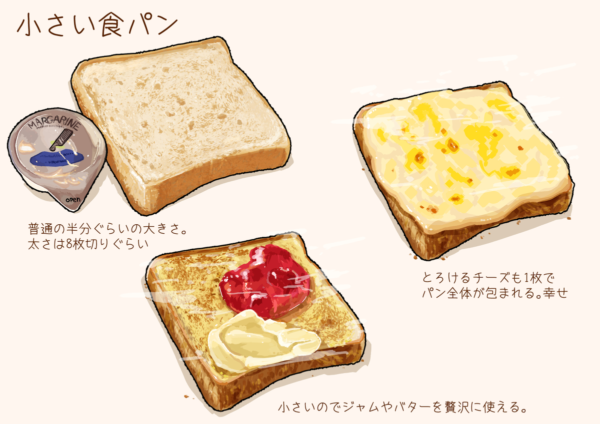 This is a pixiv picture whose title is 小さい食パン.