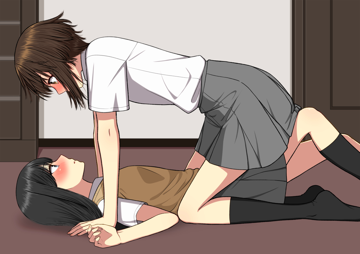 This is a pixiv picture whose title is 【創作百合】.