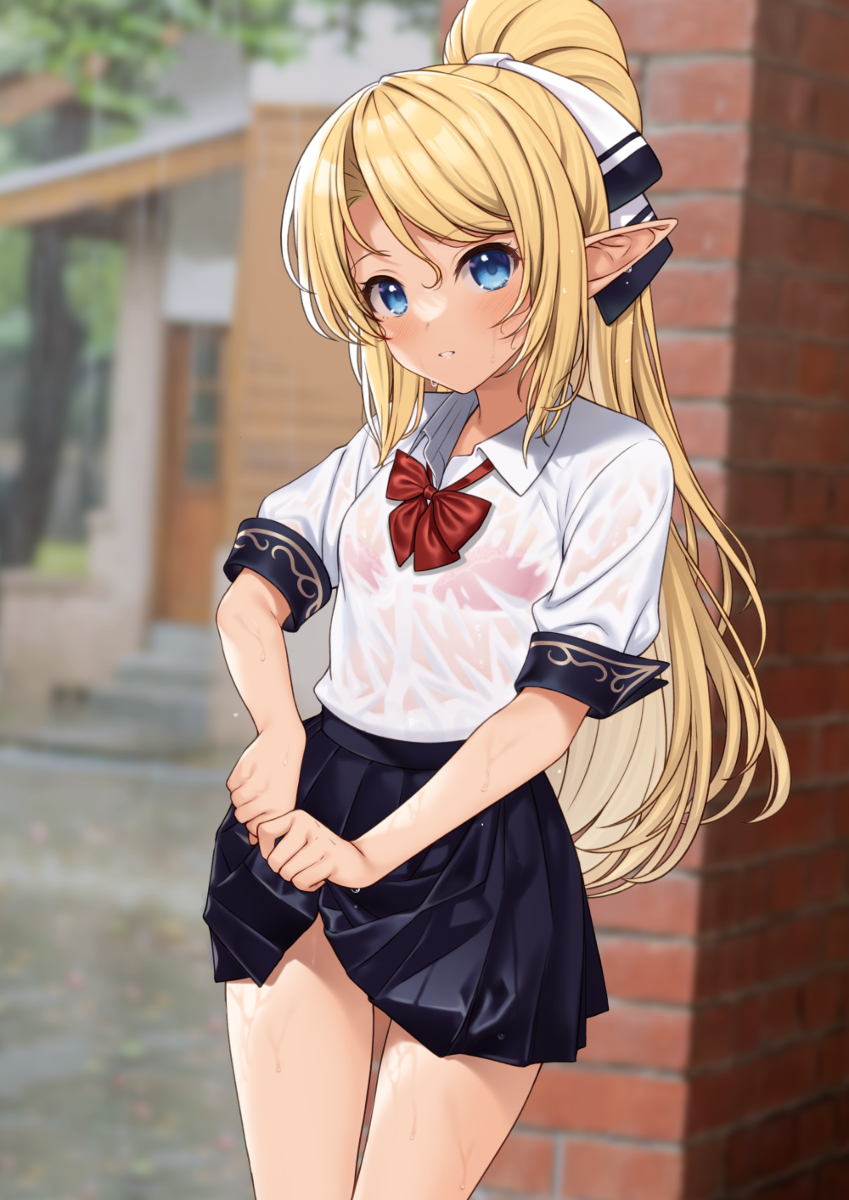 This is a pixiv picture whose title is 梅雨のエルフ.