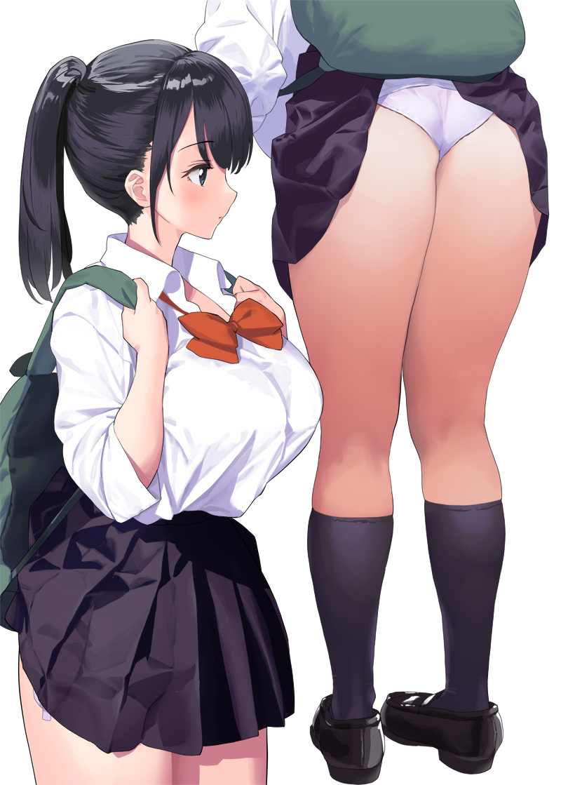 This is a pixiv picture whose title is 鞄にスカートを巻き込んでる子.