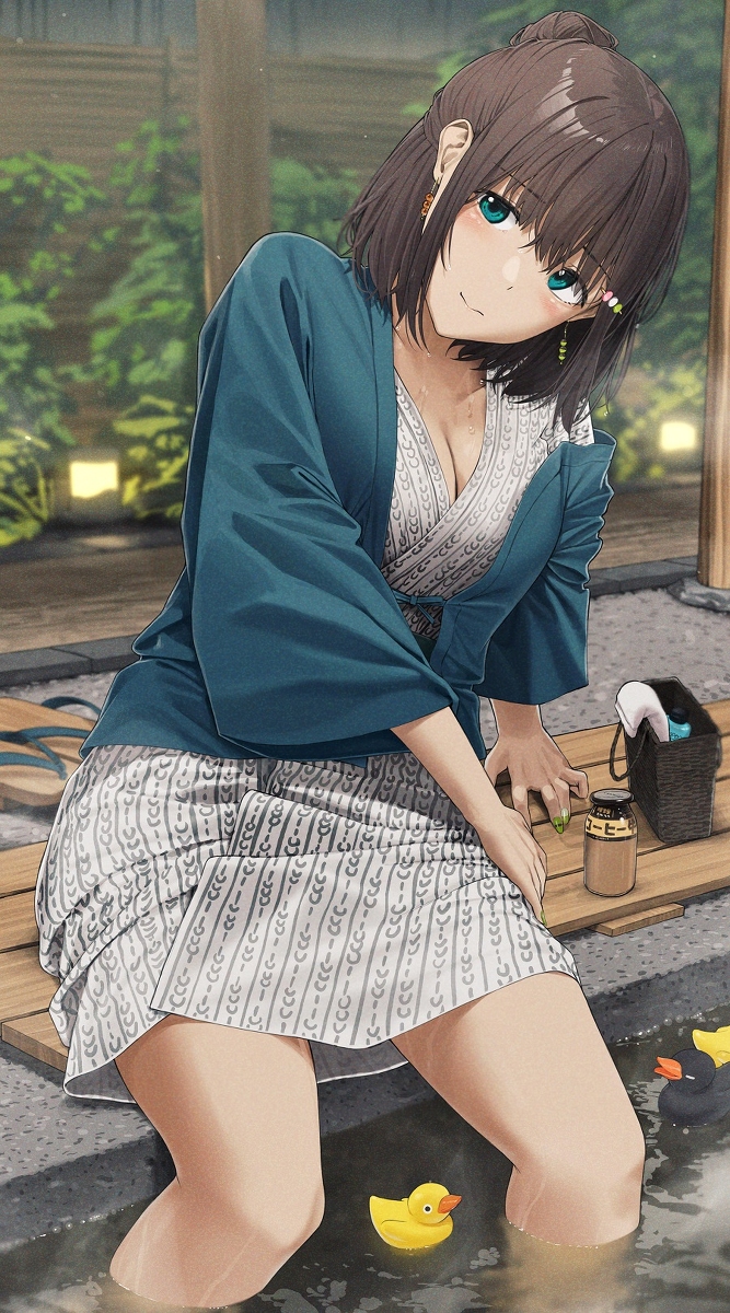 This is a pixiv picture whose title is 足湯あづちゃん.