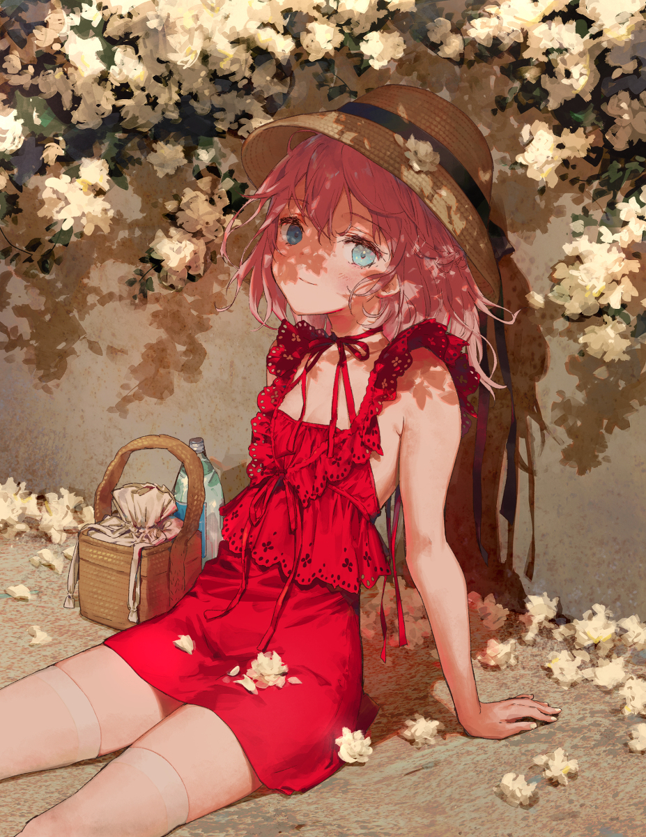 This is a pixiv picture whose title is red.