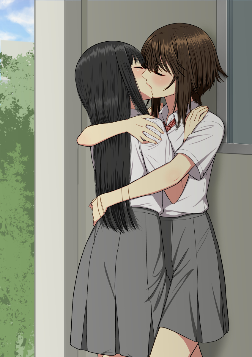 This is a pixiv picture whose title is 【創作百合】.