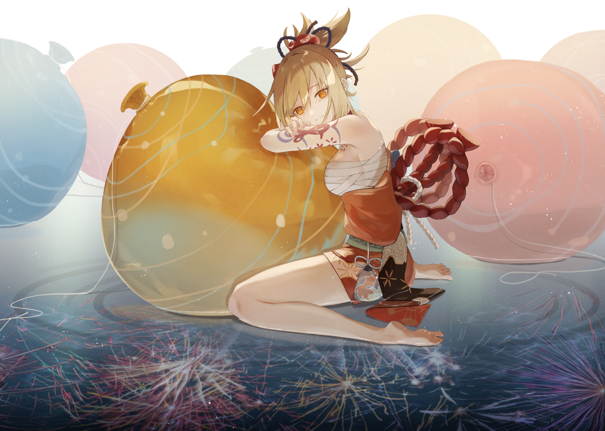 This is a pixiv picture whose title is 夏祭りの終わり.