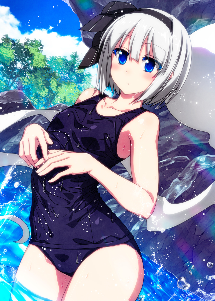 This is a pixiv picture whose title is 川遊び妖夢ちゃん！.