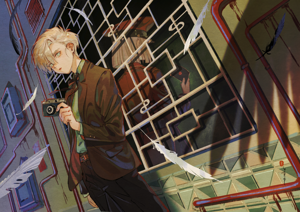 This is a pixiv picture whose title is 『暗天街螺旋想記』連載開始.