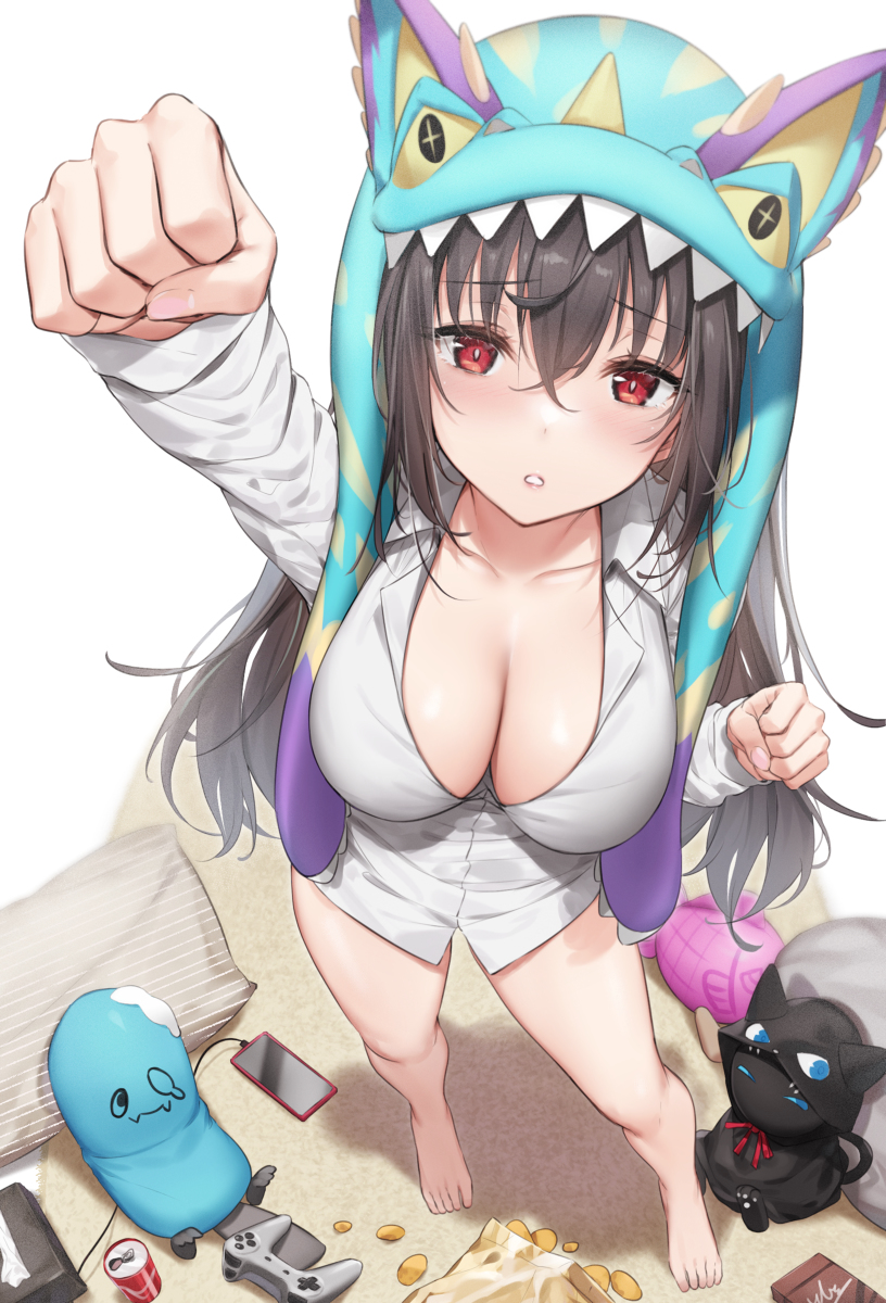 This is a pixiv picture whose title is 怠惰的怪獸公主不想工作.