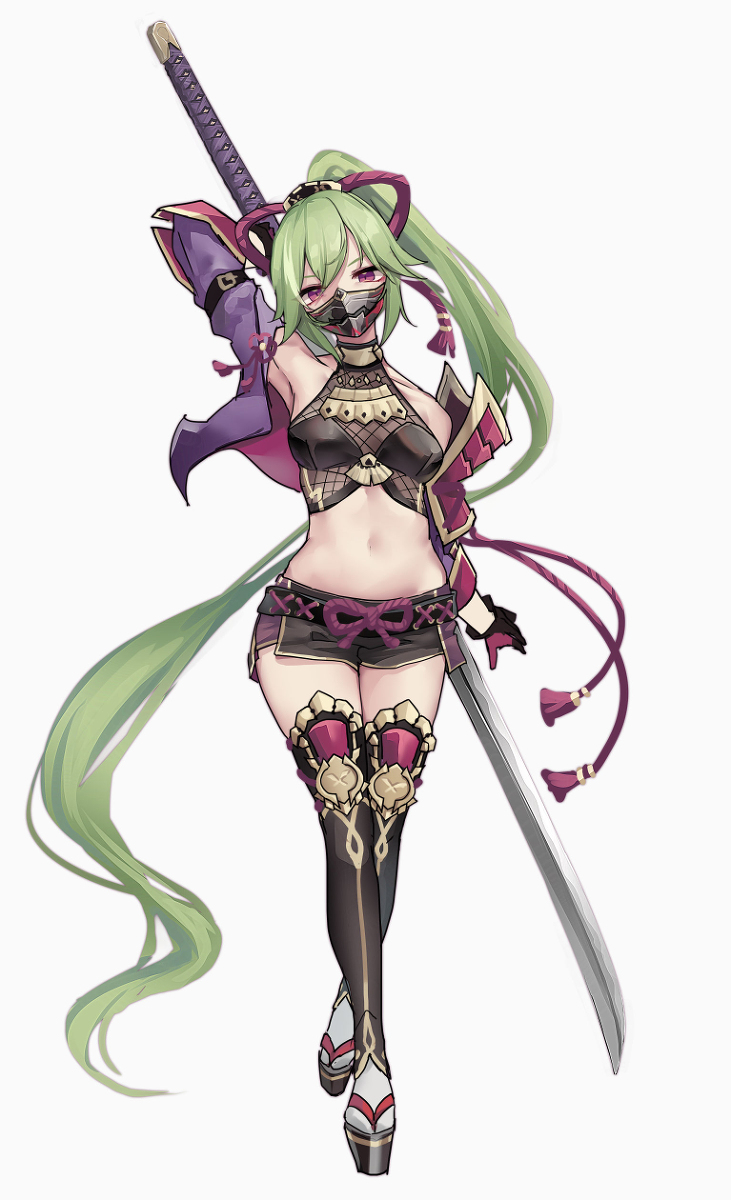 This is a pixiv picture whose title is ポニテ刀の久岐忍.