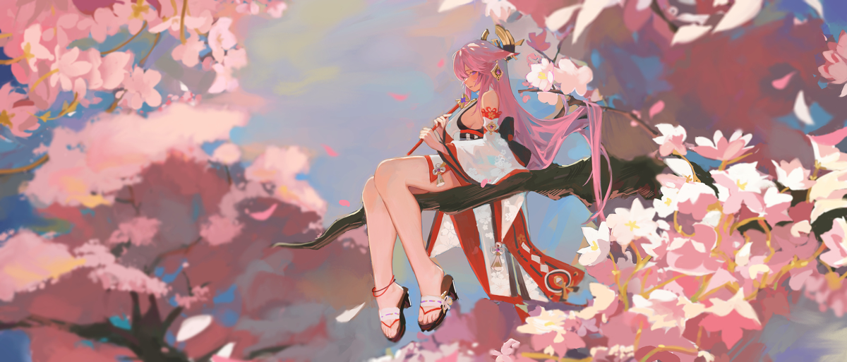 This is a pixiv picture whose title is miko.