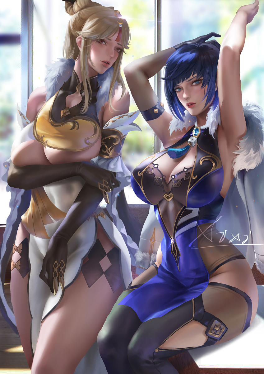 This is a pixiv picture whose title is 夜兰  凝光.