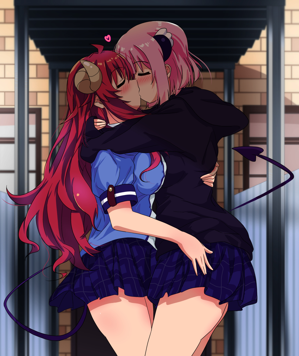 This is a pixiv picture whose title is 桃シャミ学校でちゅー.