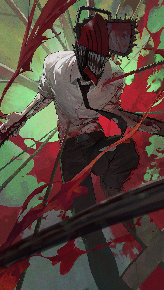 This is a pixiv picture whose title is 76日目,チェンソーマン.