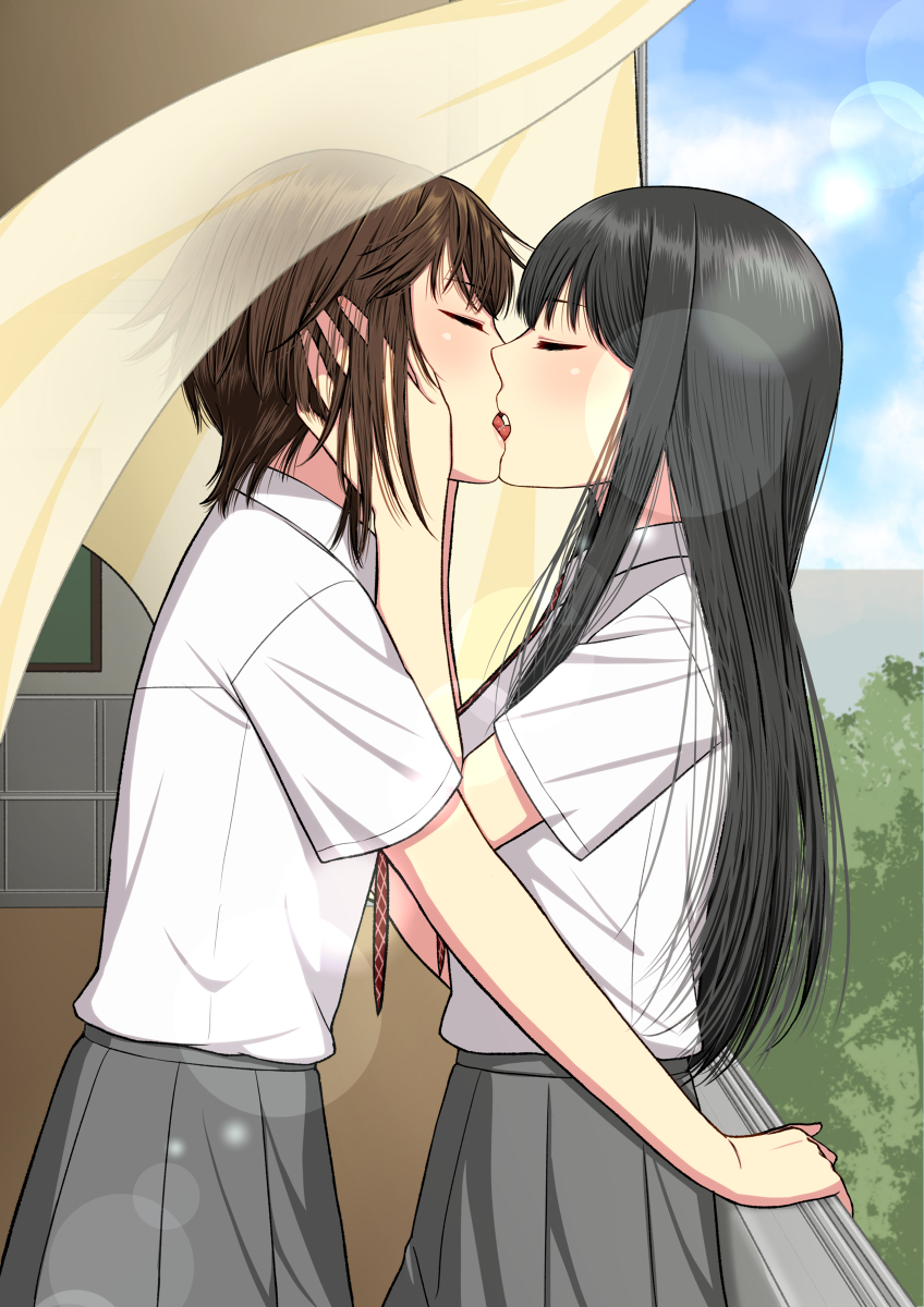 This is a pixiv picture whose title is 【創作百合】.