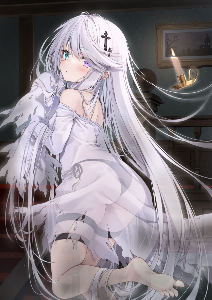 This is a pixiv picture whose title is 後ろからも透け透けゴーストちゃん.