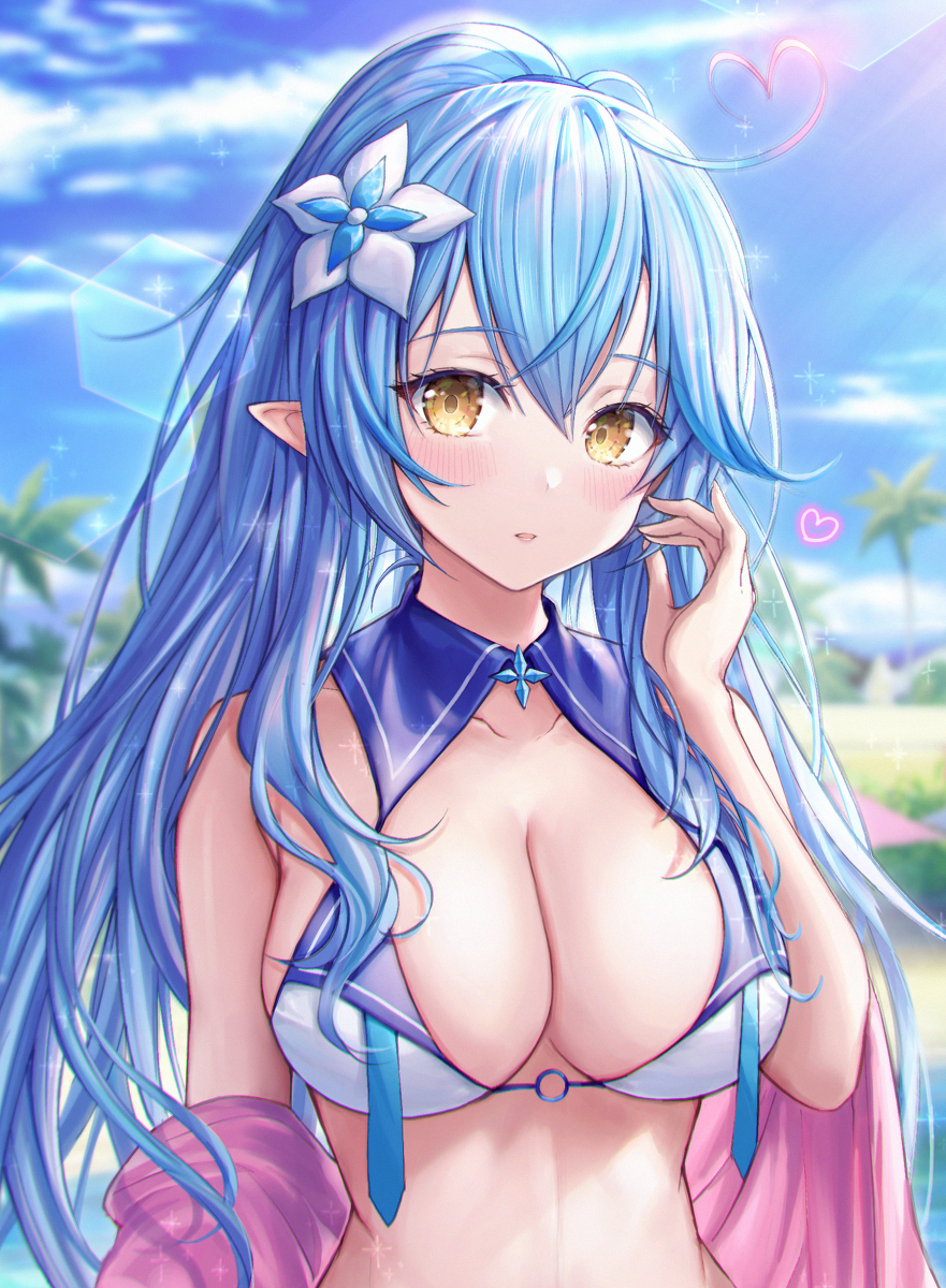 This is a pixiv picture whose title is プライベートビーチでラミィちゃんと🌊✨.