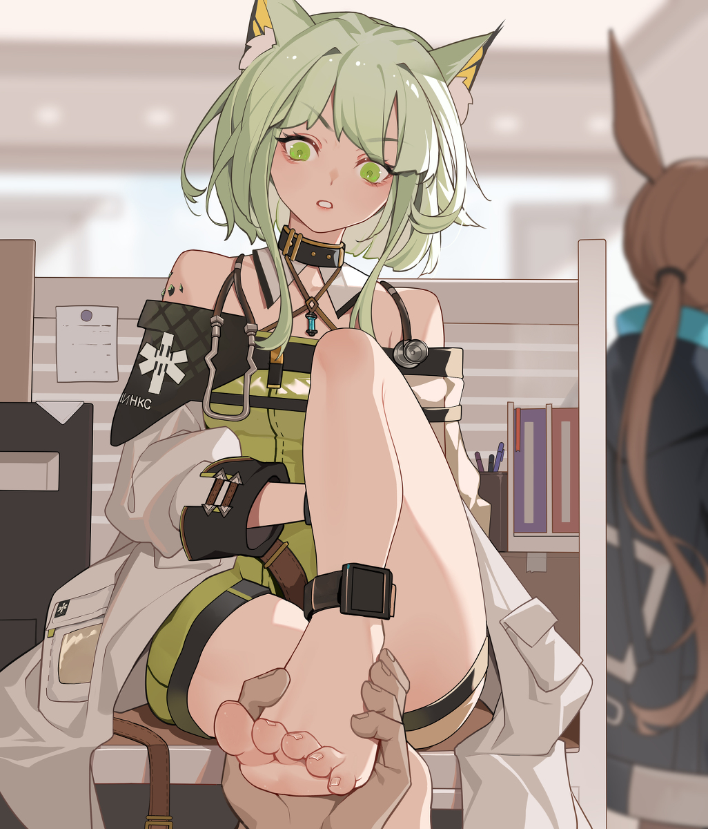 This is a pixiv picture whose title is 【凯尔希】jiojio  办公室play重置.