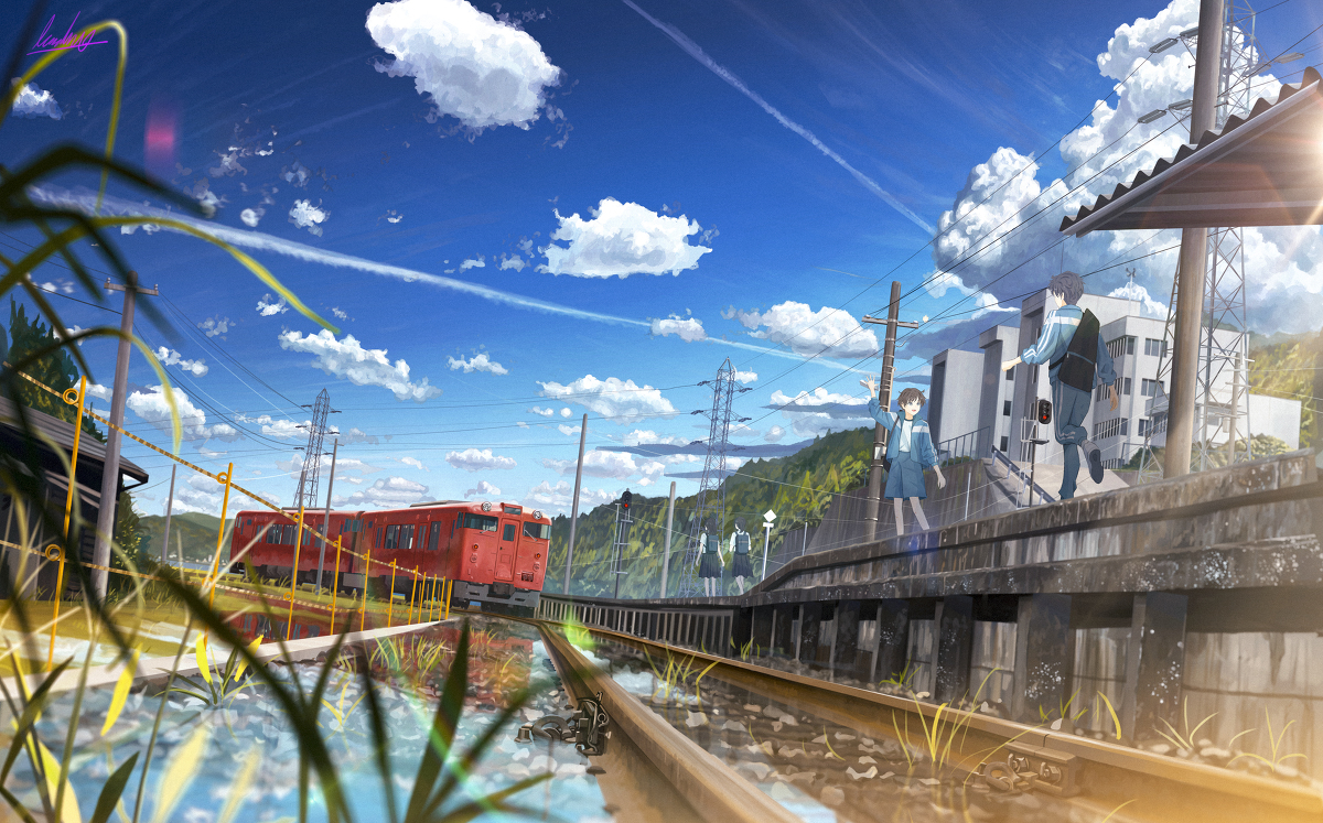 This is a pixiv picture whose title is 青い雨上がり.