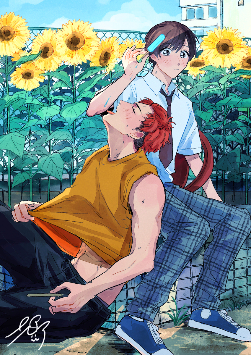 This is a pixiv picture whose title is 【創作BL】ダブルソーダ.