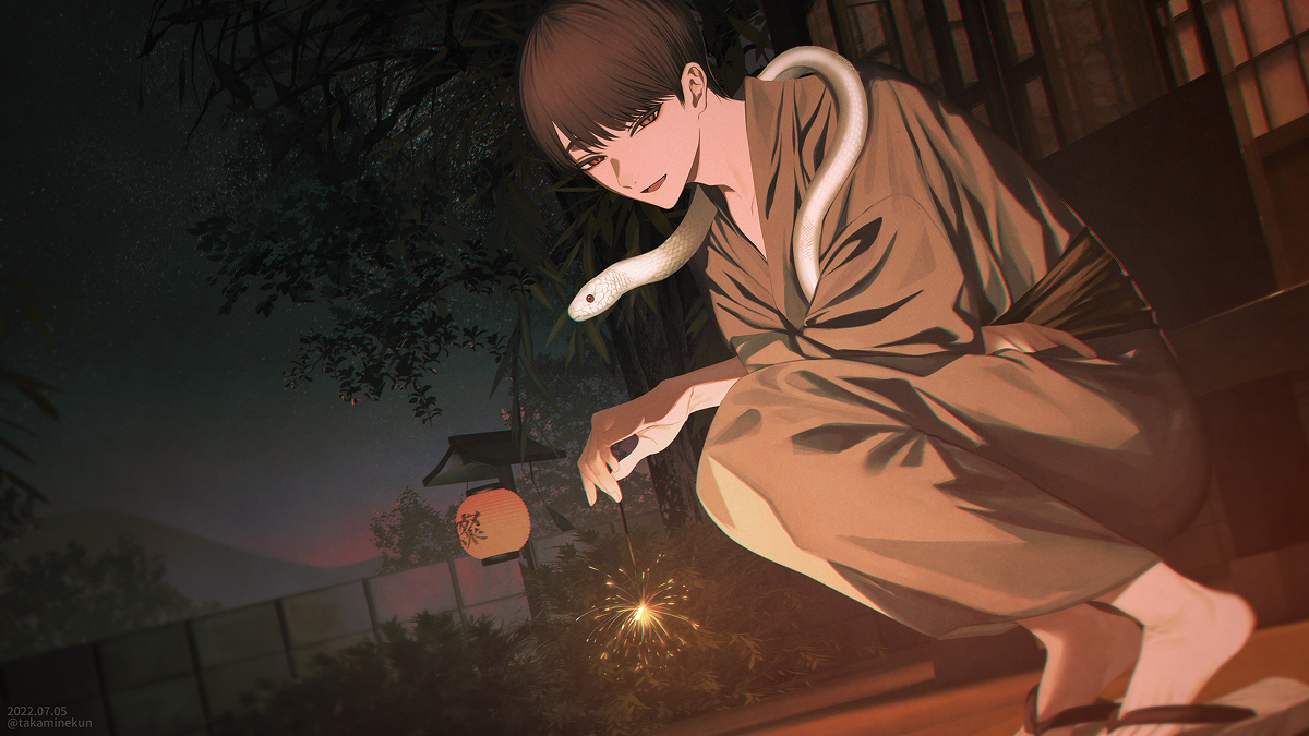 This is a pixiv picture whose title is 線香花火.
