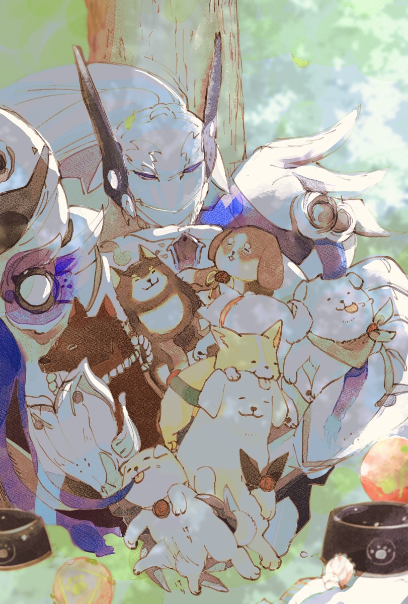 This is a pixiv picture whose title is 為朝さんと八犬士の戯れ.