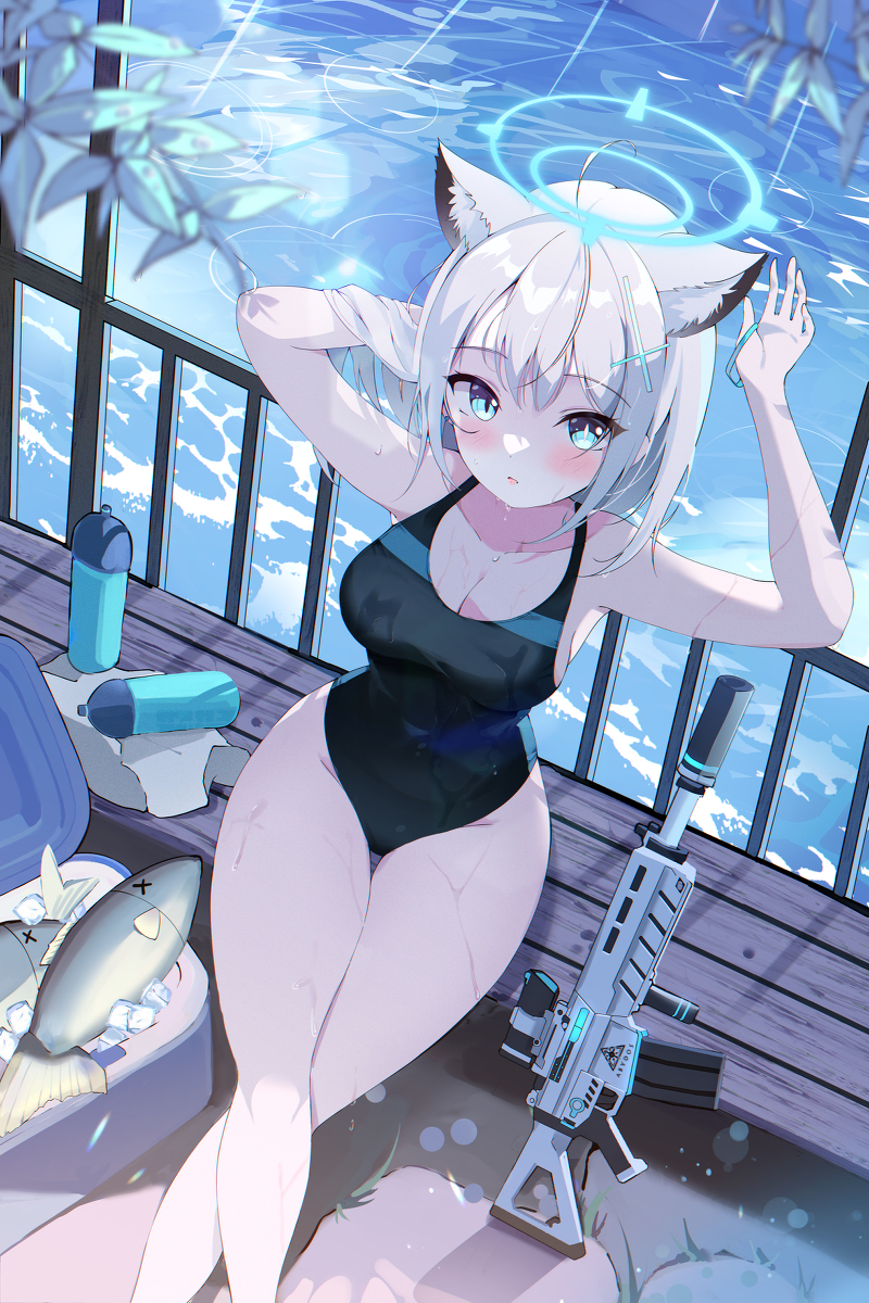 This is a pixiv picture whose title is 雨宿り.