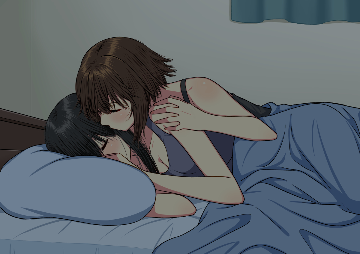 This is a pixiv picture whose title is 【創作百合】.