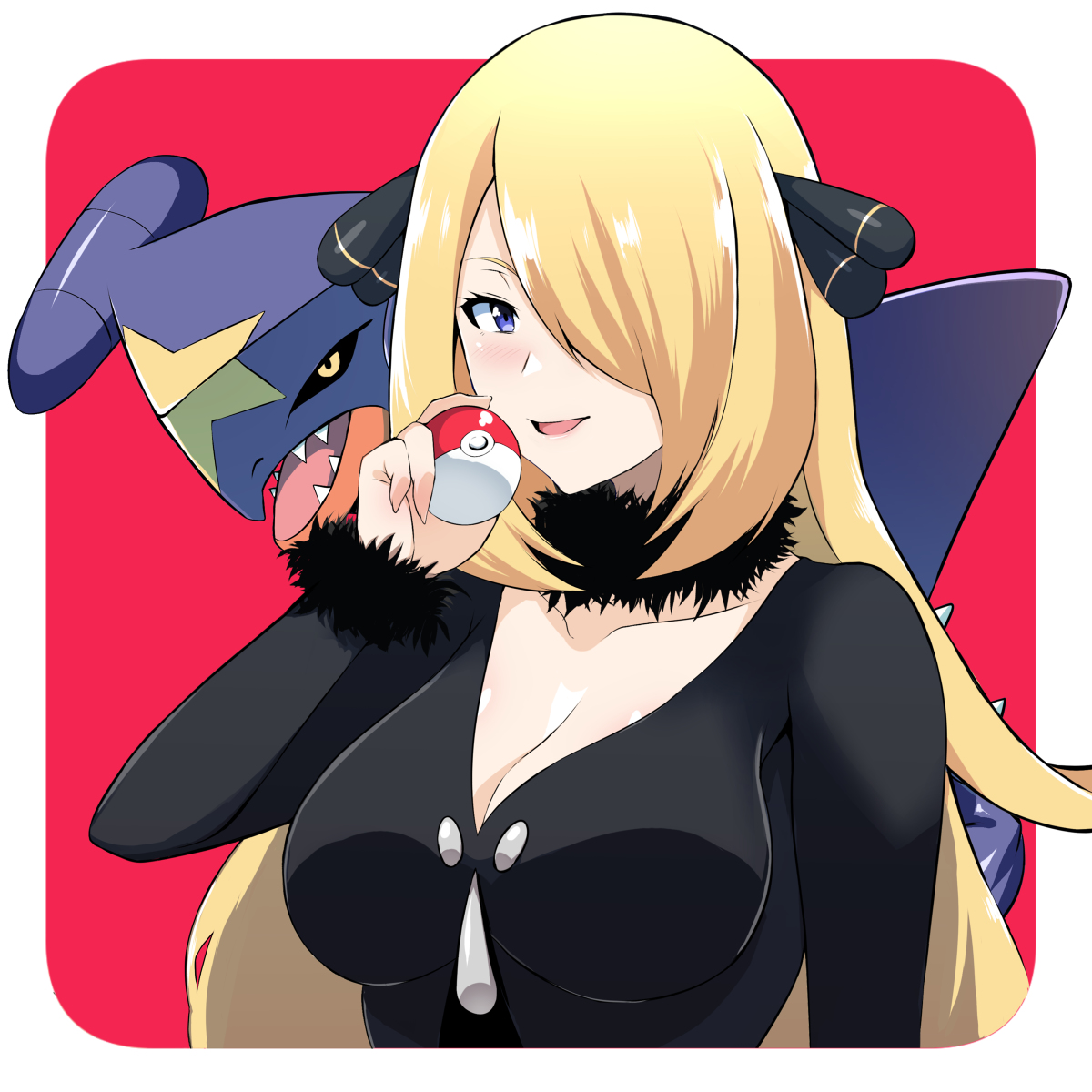 This is a pixiv picture whose title is シロナさんとガブリアス.