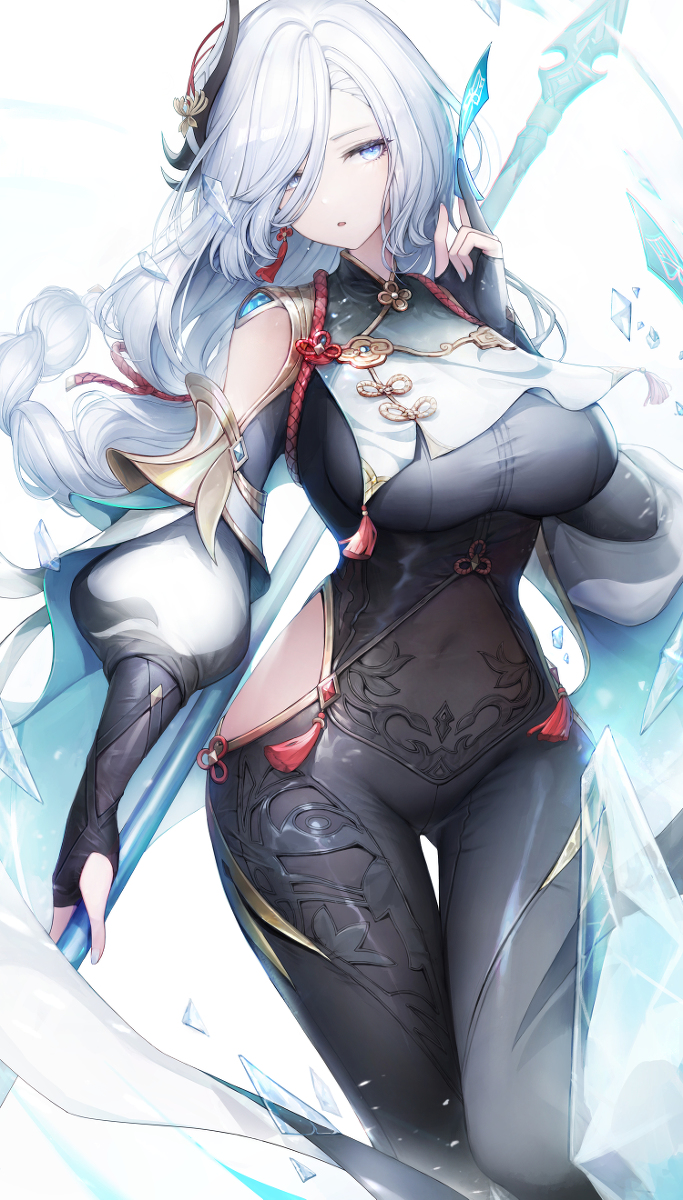 This is a pixiv picture whose title is 申鶴 shenhe.