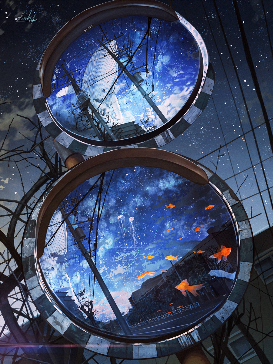This is a pixiv picture whose title is 鏡の中の水槽.