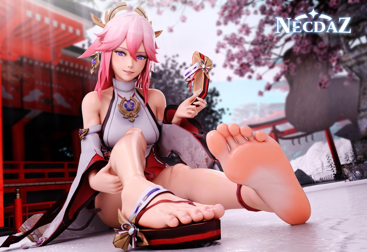 This is a pixiv picture whose title is Yae Miko (Genshin impact).
