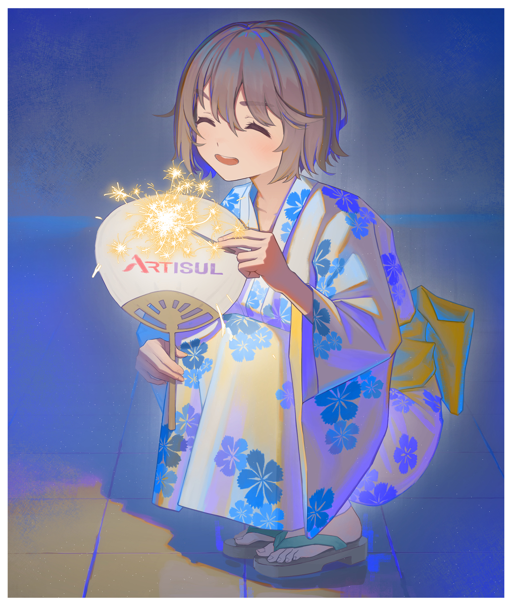This is a pixiv picture whose title is 「仕事絵」 線香花火.