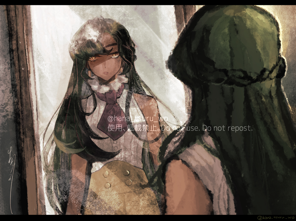 This is a pixiv picture whose title is 【skeb】鏡の私.