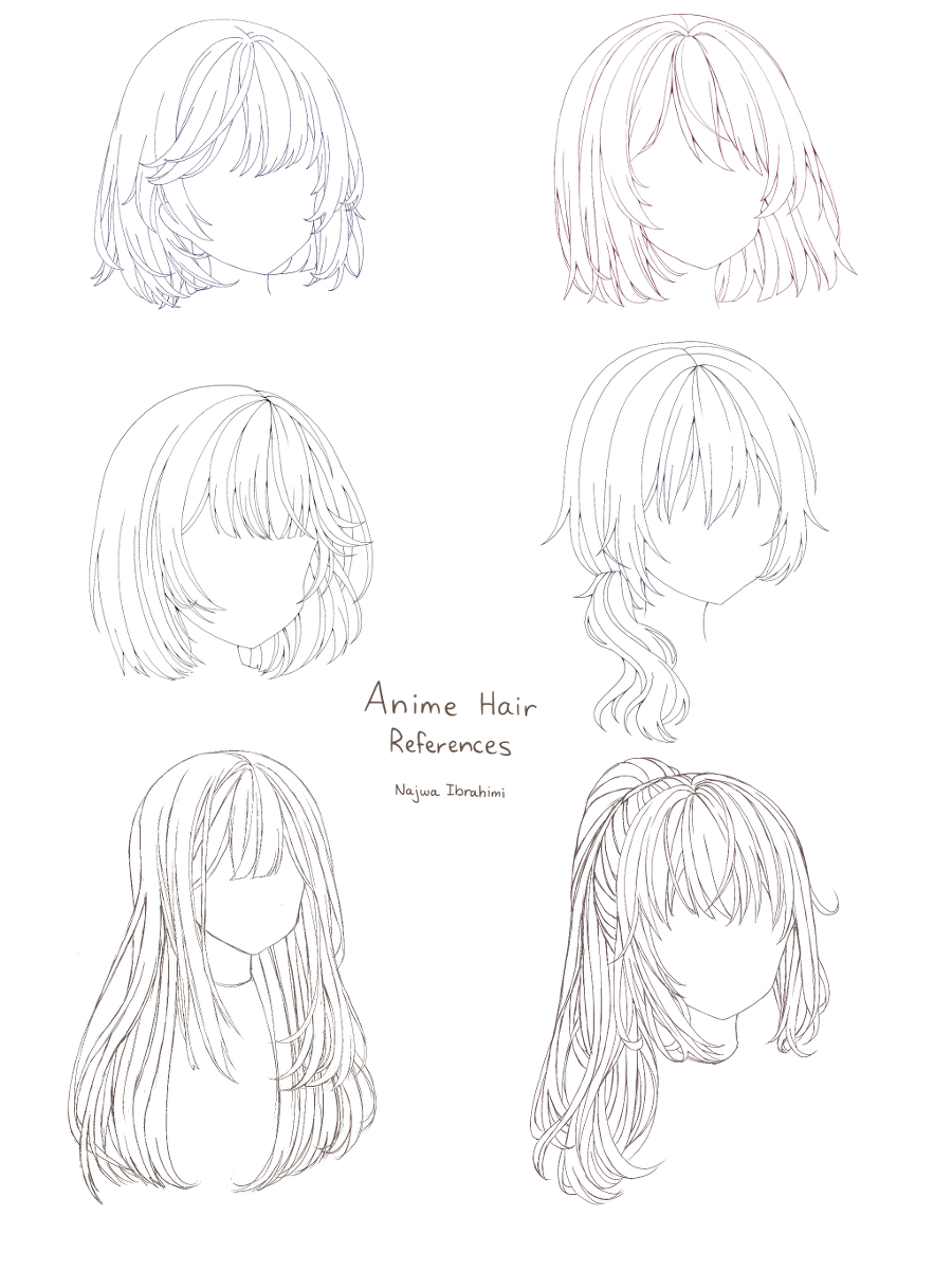 This is a pixiv picture whose title is Anime Hair References.