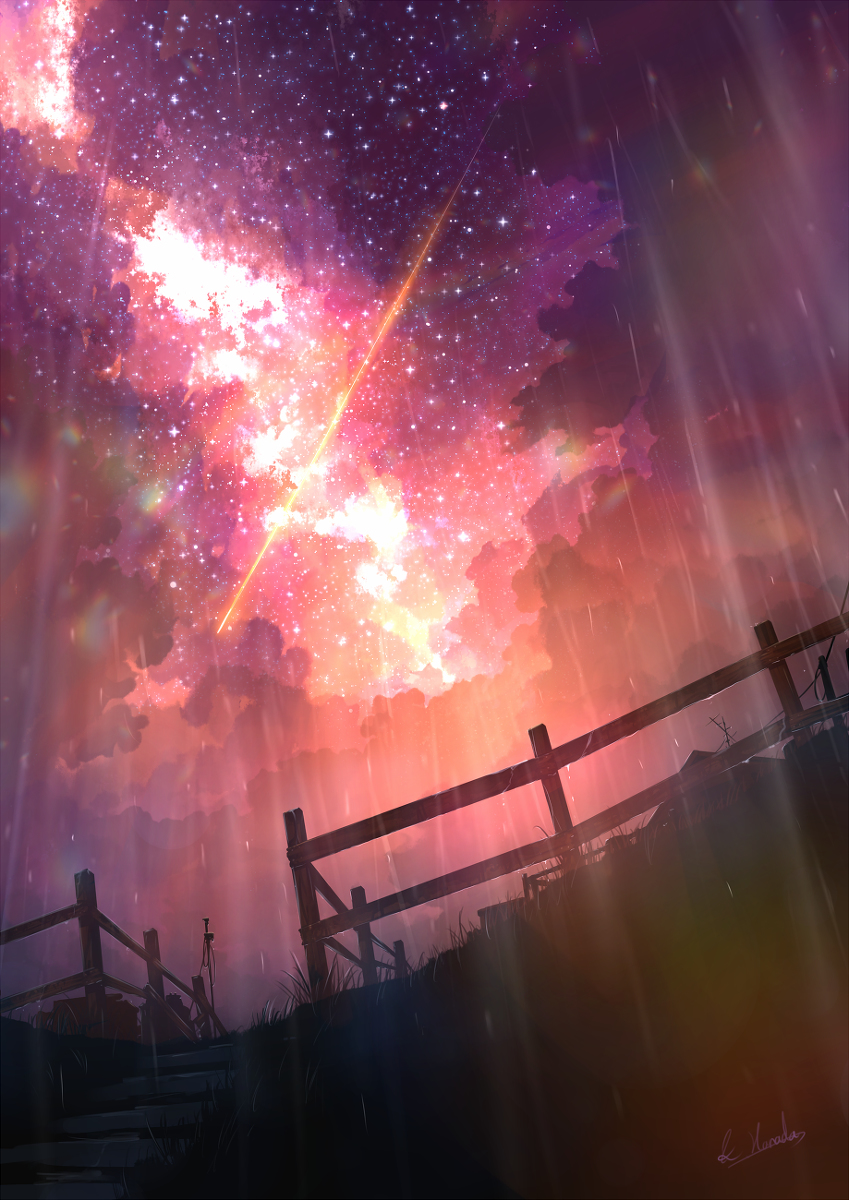 This is a pixiv picture whose title is 夢降る空にて、.