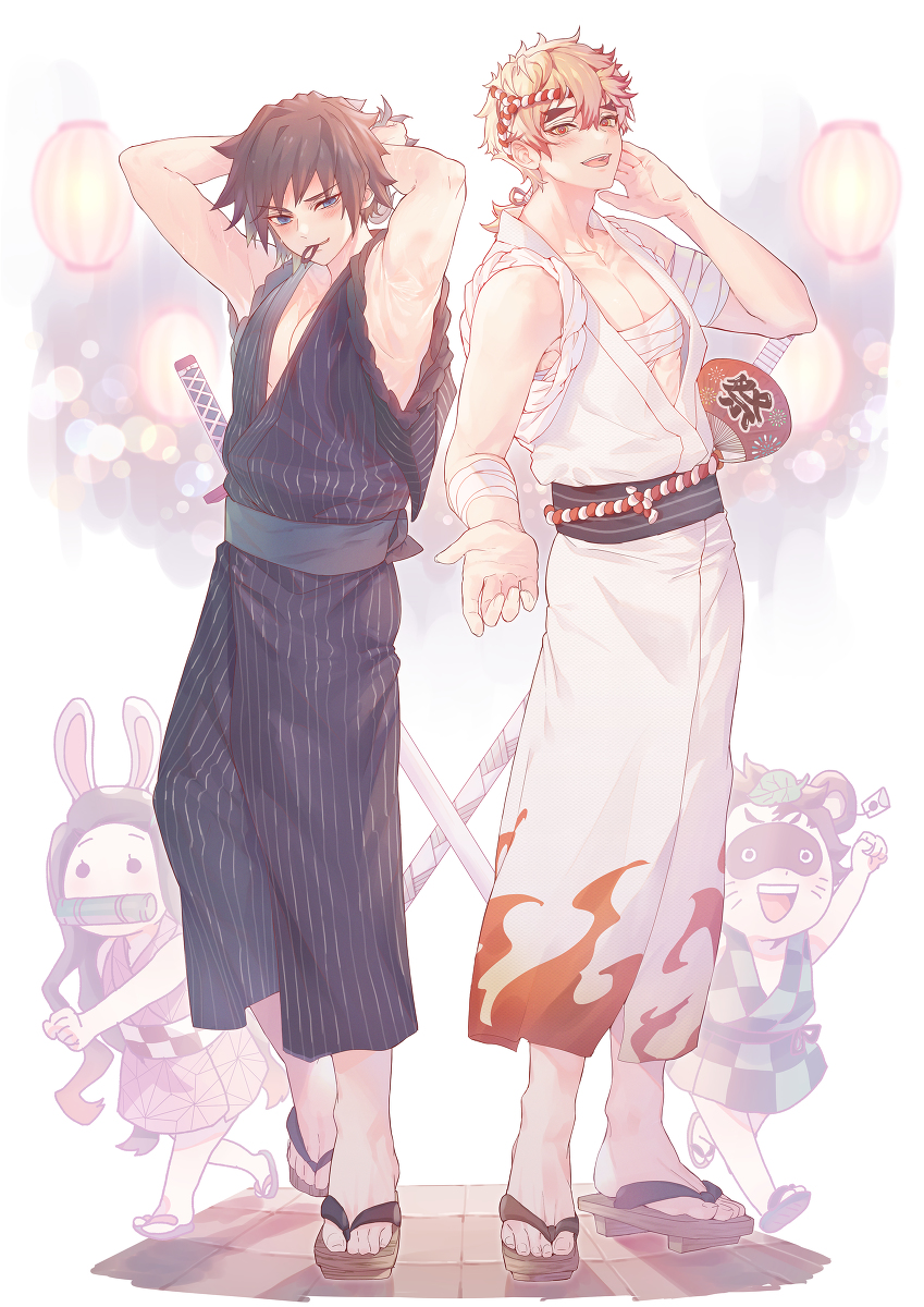 This is a pixiv picture whose title is Tomioka & Rengoku.