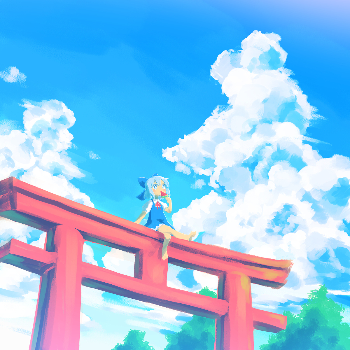 This is a pixiv picture whose title is スイカバー.