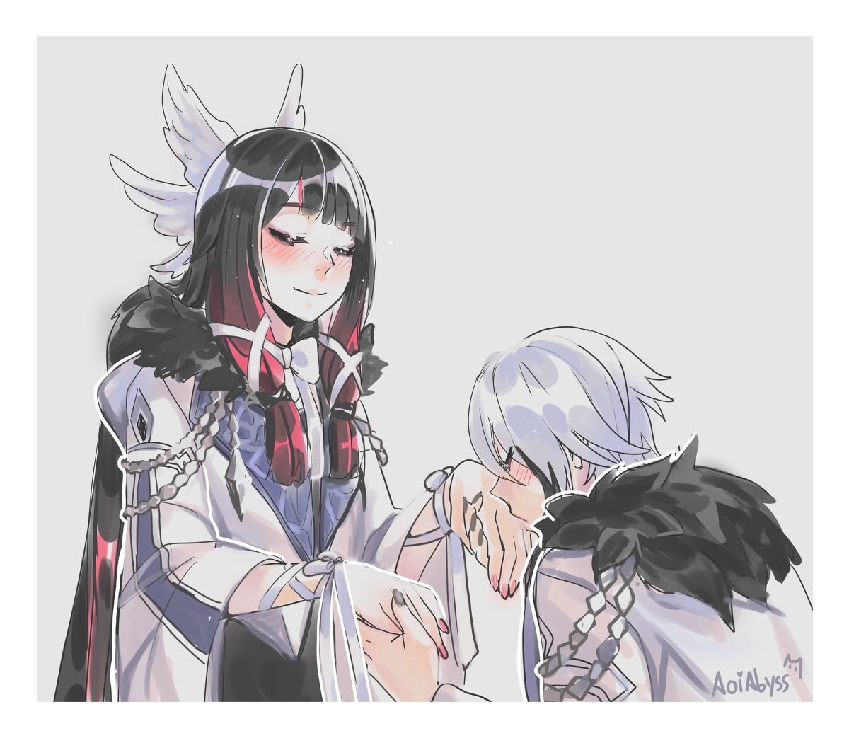 This is a pixiv picture whose title is Columbina & Arlecchino.