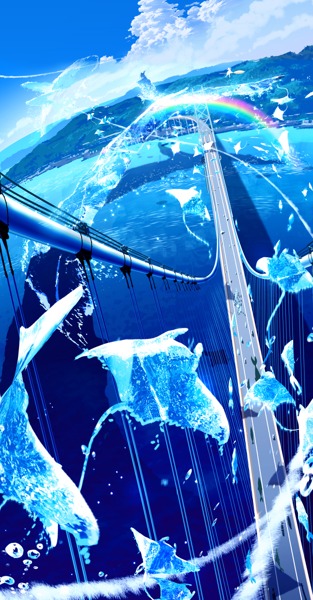 This is a pixiv picture whose title is 虹が掛かる100kの夢の橋.