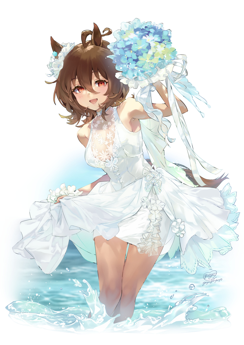 This is a pixiv picture whose title is タキオンのビーチウエディング.