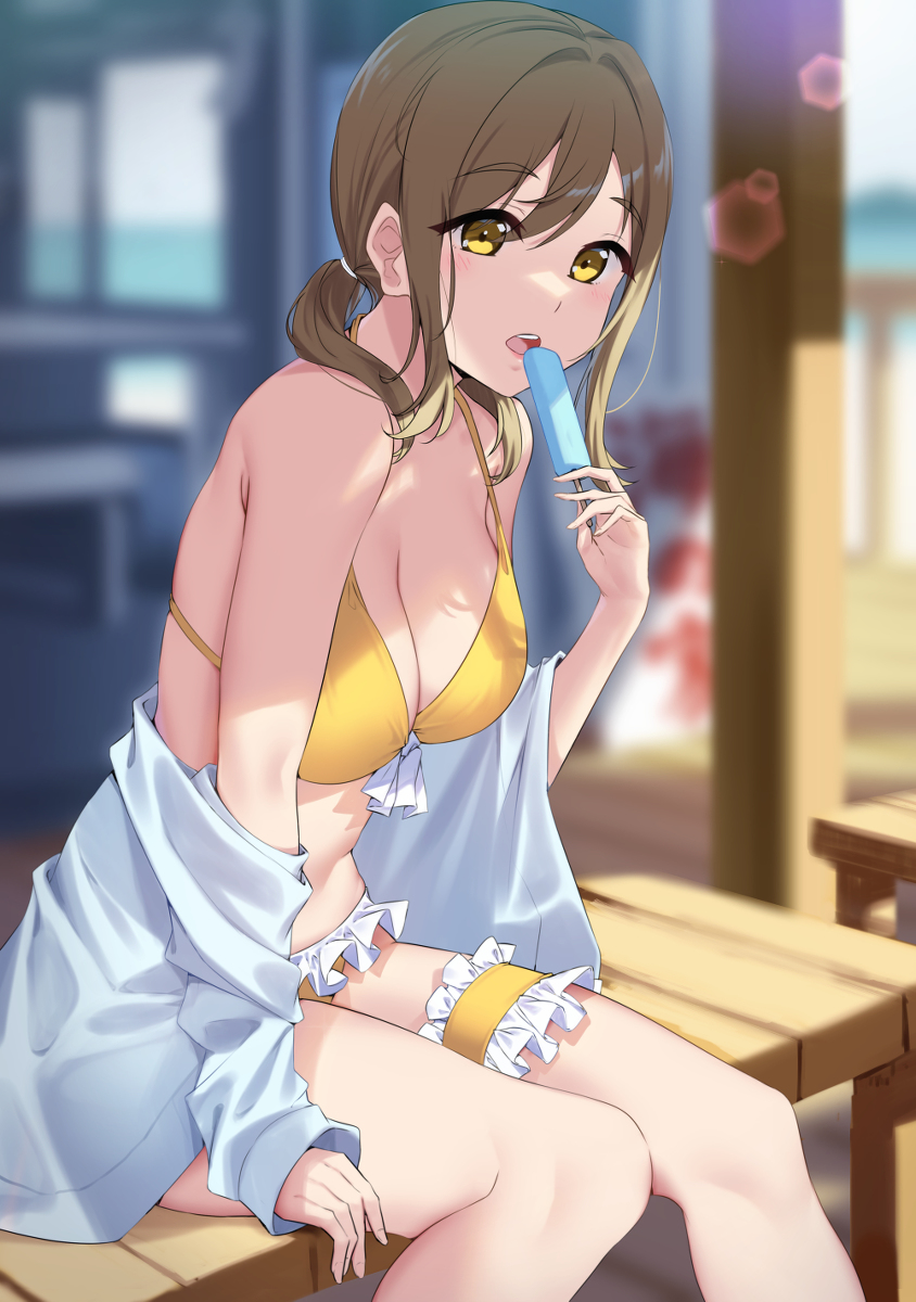 This is a pixiv picture whose title is 夏と水着とアイスと花丸ちゃん.