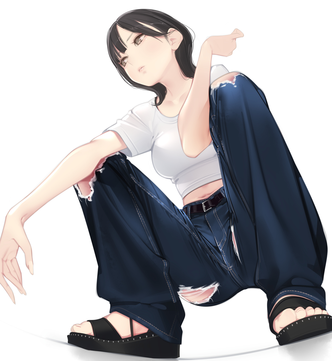 This is a pixiv picture whose title is ヤンキー座り.