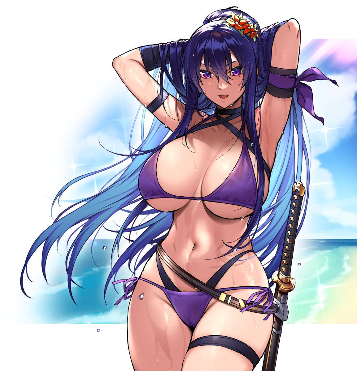 This is a pixiv picture whose title is 水着対魔忍.